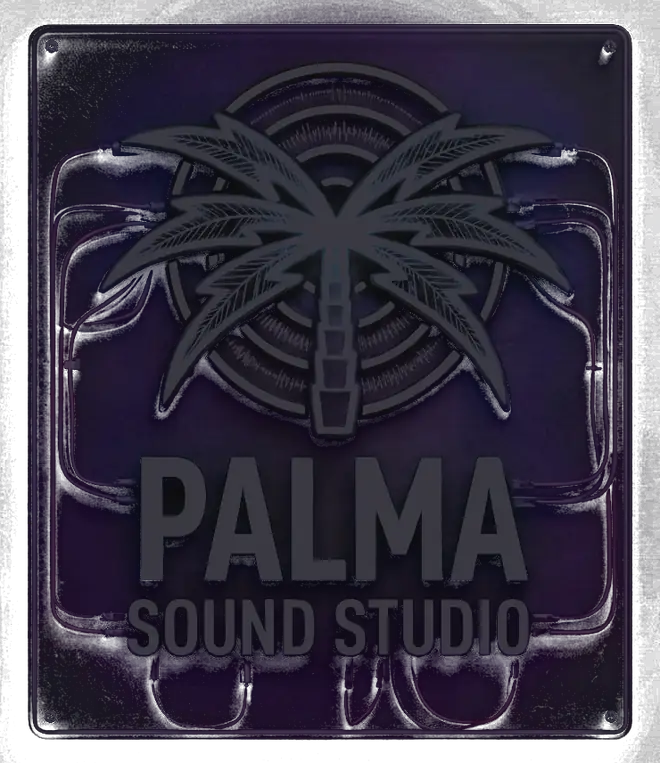 Palma Sound Studio — logo w formie neonu